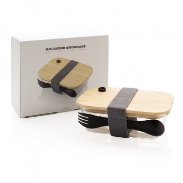 Logotrade werbemittel das Foto: Lunch-Box aus Glas mit Bambusdeckel
