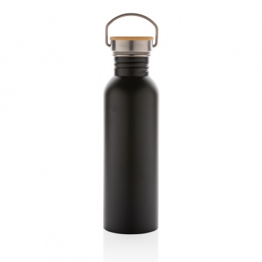 Logotrade Werbegeschenke das Foto: Moderne Stainless-Steel Flasche mit Bambusdeckel
