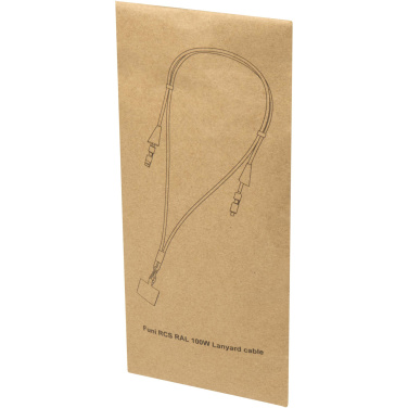 Logotrade Werbegeschenke das Foto: Funi 5 in 1 Lanyard Kabel aus recyceltem Kunststoff für Smartphones mit integrierter Datensynchronisierung und 100 W Schnellladefunktion