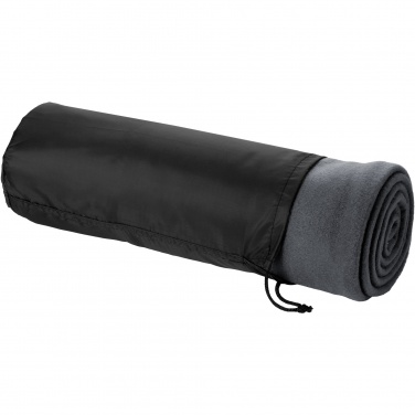 Logo trade promotional giveaways image of: Huggy fleece plaid blanket with carry pouch