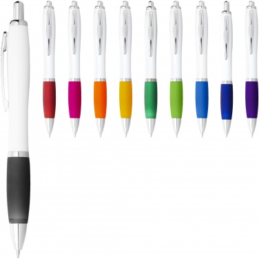 Logotrade promotional item picture of: Nash ballpoint pen with white barrel and coloured grip