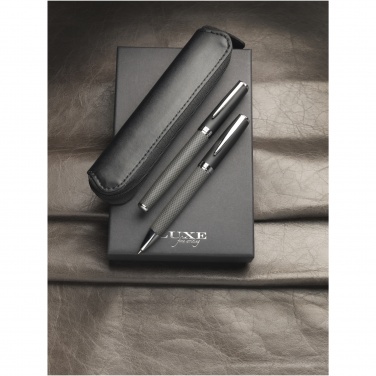 Logo trade business gifts image of: Carbon duo pen gift set with pouch