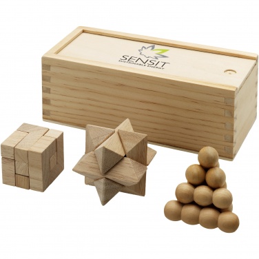Logotrade promotional product image of: Brainiac 3-piece wooden brain teaser set