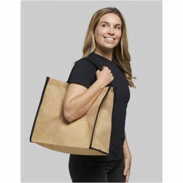 Logo trade promotional merchandise image of: Harry coloured edge jute tote bag 25L