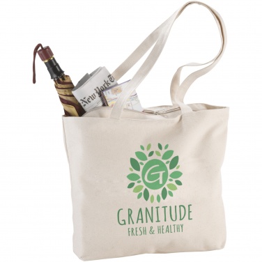 Logo trade promotional item photo of: Ningbo 320 g/m² zippered cotton tote bag 15L