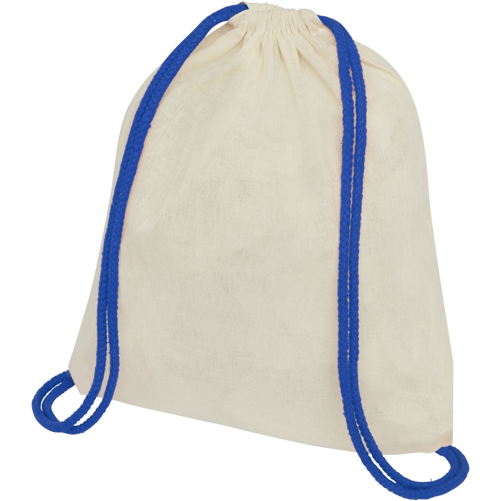 Logo trade advertising product photo of: Oregon 100 g/m² cotton drawstring bag with coloured cords 5L
