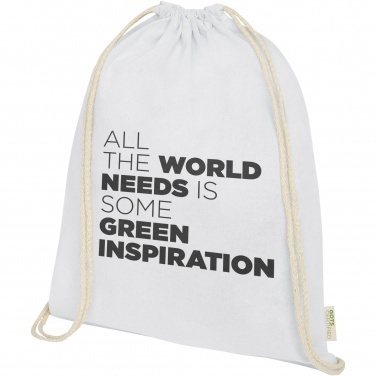 Logotrade promotional product picture of: Orissa 100 g/m² organic cotton drawstring bag 5L