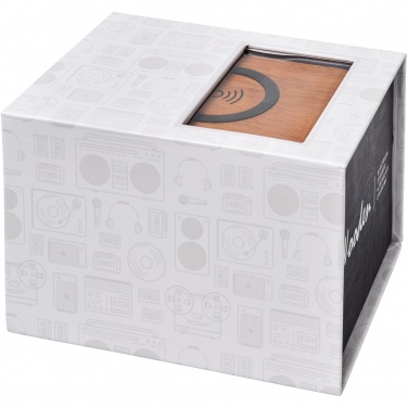 Logo trade corporate gift photo of: Wooden 3W speaker with wireless charging pad