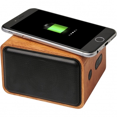 Logotrade promotional gift image of: Wooden 3W speaker with wireless charging pad