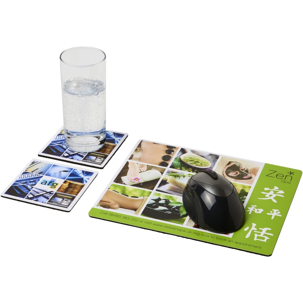 Logotrade corporate gift image of: Q-Mat® mouse mat and coaster set combo 3