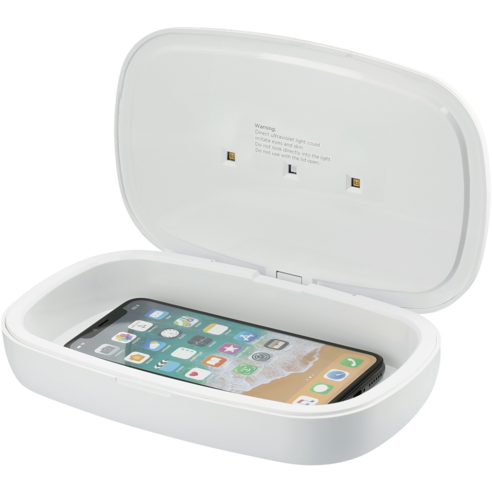 Logotrade promotional item picture of: Capsule UV smartphone sanitizer with 5W wireless charging pad