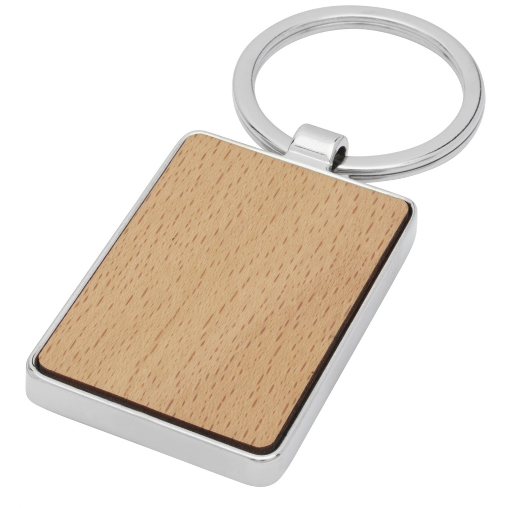 Logo trade promotional merchandise picture of: Mauro beech wood rectangular keychain
