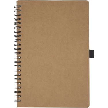 Logo trade promotional gifts picture of: Cobble A5 wire-o recycled cardboard notebook with stone paper