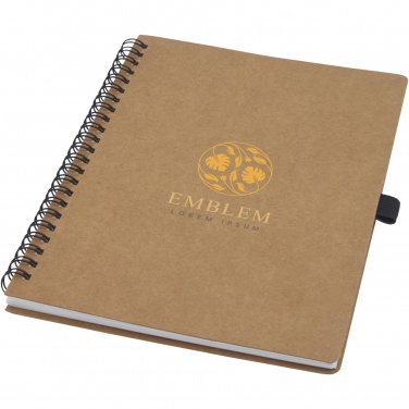 Logo trade promotional gift photo of: Cobble A5 wire-o recycled cardboard notebook with stone paper