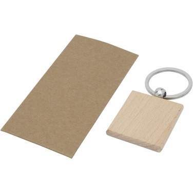 Logo trade corporate gift photo of: Gioia beech wood squared keychain