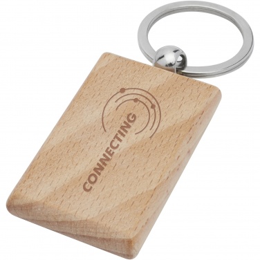 Logo trade promotional items image of: Gian beech wood rectangular keychain