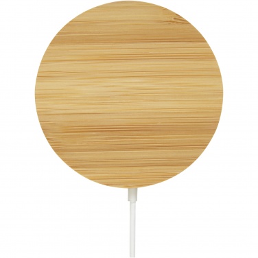 Logo trade promotional items image of: Atra 10W bamboo magnetic wireless charging pad