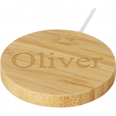 Logo trade promotional gifts image of: Atra 10W bamboo magnetic wireless charging pad