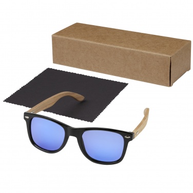 Logo trade promotional giveaways image of: Hiru rPET/wood mirrored polarized sunglasses in gift box