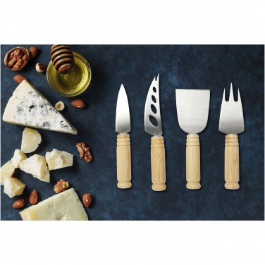 Logo trade promotional item photo of: Cheds 4-piece bamboo cheese set
