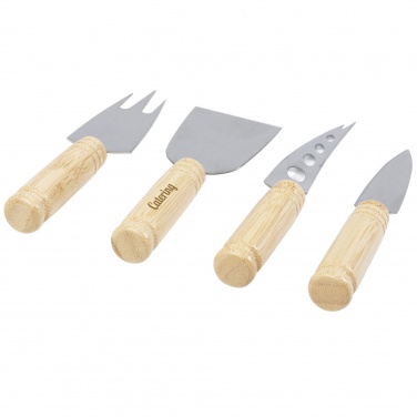 Logo trade advertising product photo of: Cheds 4-piece bamboo cheese set