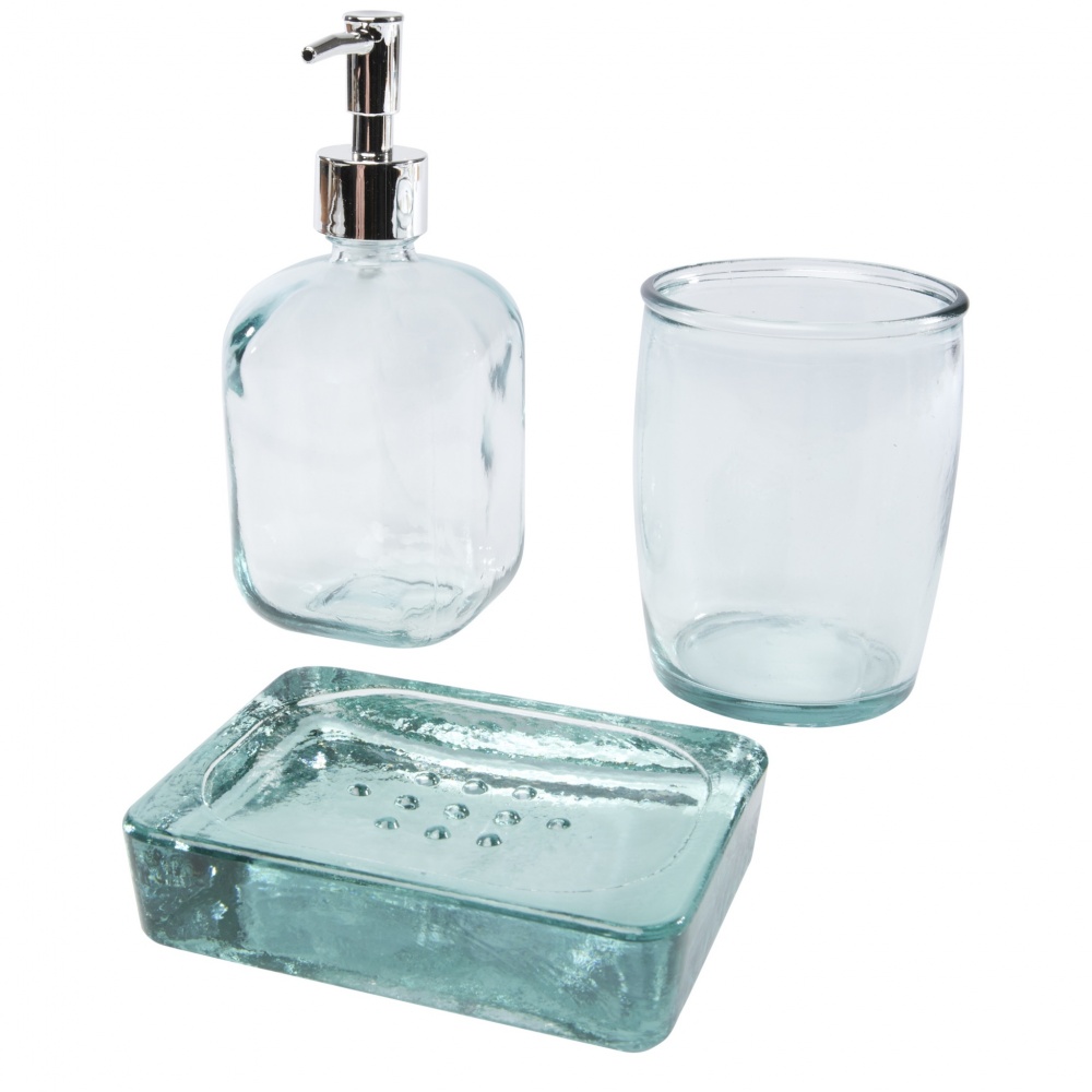 Logo trade promotional gift photo of: Jabony 3-piece recycled glass bathroom set