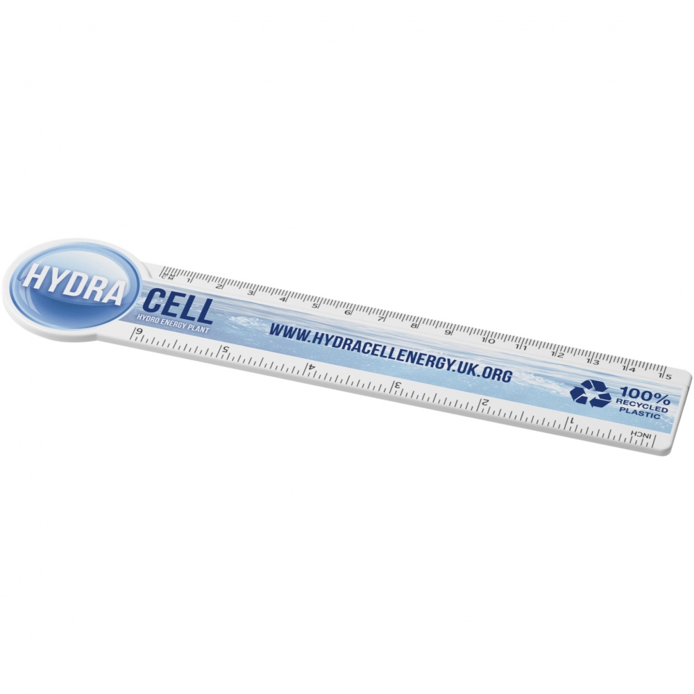 Logotrade promotional giveaway image of: Tait 15 cm circle-shaped recycled plastic ruler 