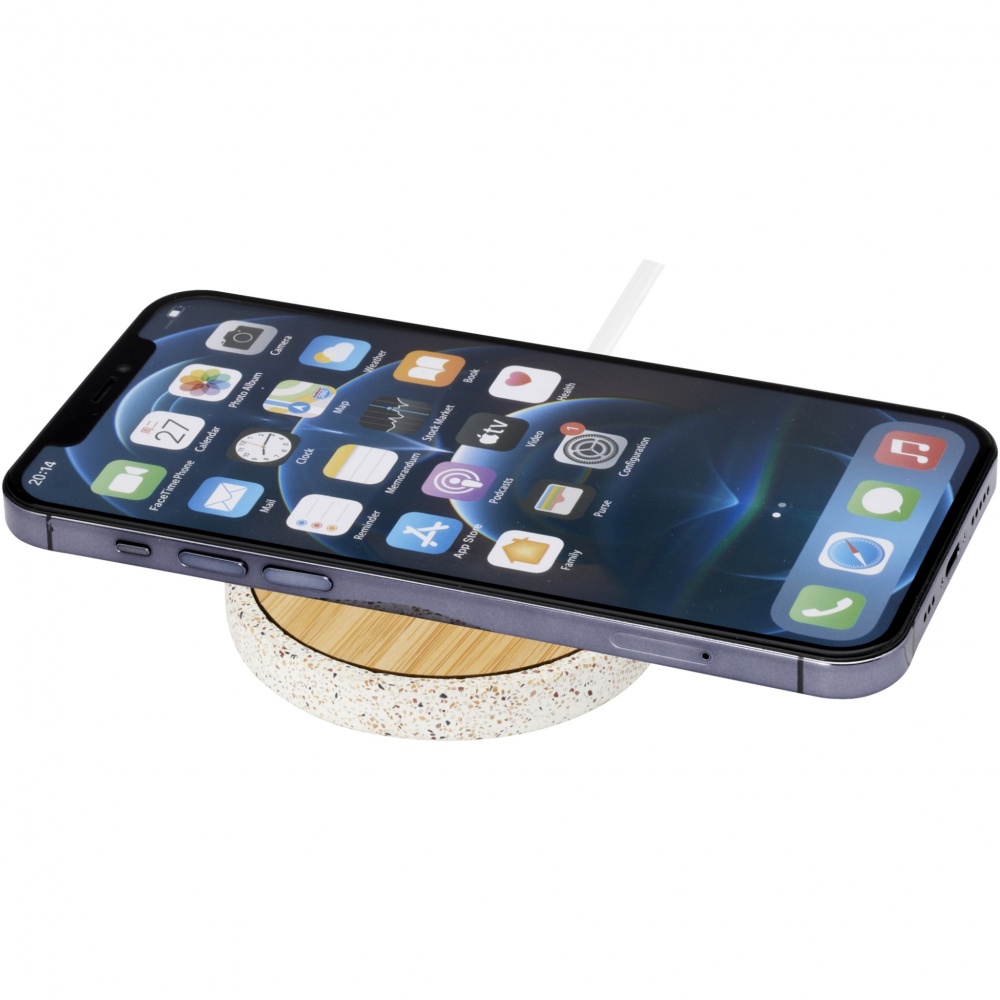 Logo trade business gifts image of: Terrazzo 10W wireless bamboo charging pad