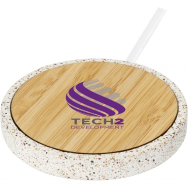 Logo trade corporate gift photo of: Terrazzo 10W wireless bamboo charging pad