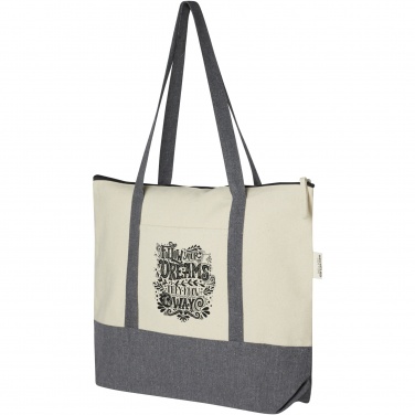 Logotrade promotional gift image of: Repose 320 g/m² recycled cotton zippered tote bag 10L