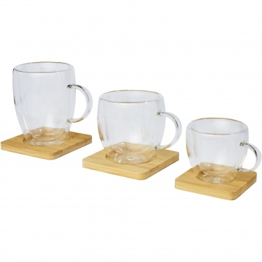 Logotrade business gift image of: Manti 2-piece 350 ml double-wall glass cup with bamboo coaster 