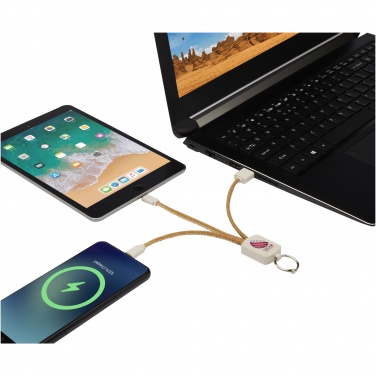 Logotrade promotional product picture of: Bates wheat straw and cork 3-in-1 charging cable