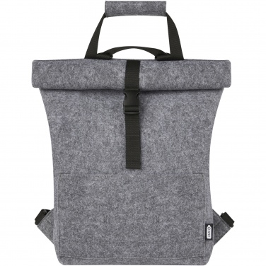 Logo trade business gifts image of: Felta GRS recycled felt roll-top bike bag 13L