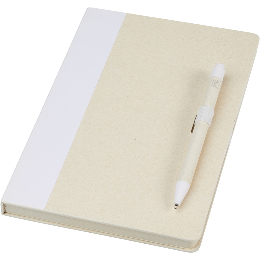 Logo trade promotional merchandise image of: Dairy Dream A5 size reference recycled milk cartons notebook and ballpoint pen set