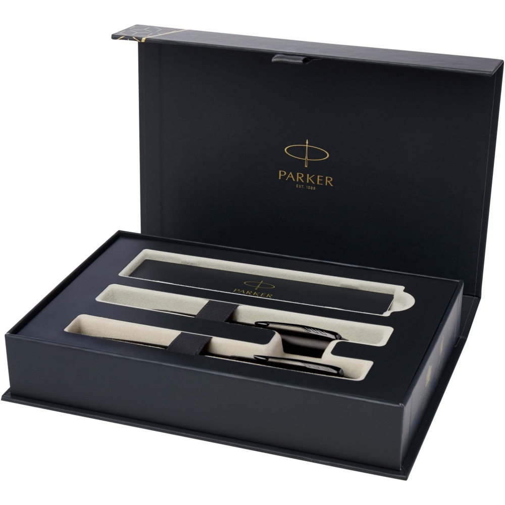 Logo trade promotional merchandise picture of: Parker IM achromatic ballpoint and rollerball pen set with gift box