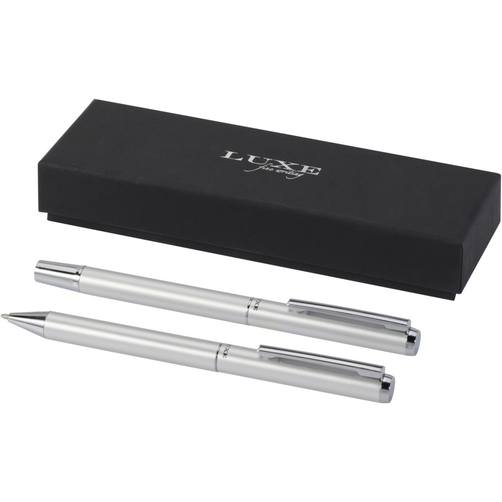 Logotrade business gift image of: Lucetto recycled aluminium ballpoint and rollerball pen gift set