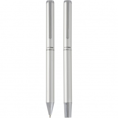 Logotrade advertising products photo of: Lucetto recycled aluminium ballpoint and rollerball pen gift set