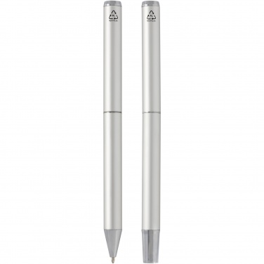 Logotrade promotional product image of: Lucetto recycled aluminium ballpoint and rollerball pen gift set
