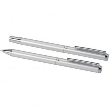 Logo trade promotional giveaway photo of: Lucetto recycled aluminium ballpoint and rollerball pen gift set