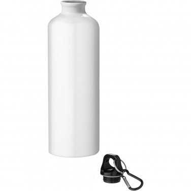 Logo trade promotional products image of: Oregon 770 ml RCS certified recycled aluminium water bottle with carabiner