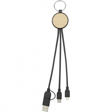 Logotrade promotional merchandise image of: Tecta 6-in-1 recycled plastic/bamboo charging cable with keyring