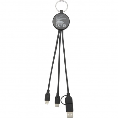Logo trade promotional merchandise photo of: Tecta 6-in-1 recycled plastic/bamboo charging cable with keyring