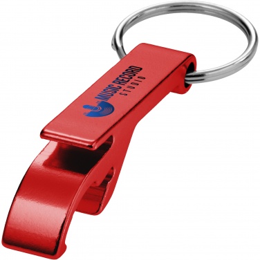 Logo trade promotional gifts image of: Tao RCS recycled aluminium bottle and can opener with keychain 