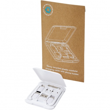 Logo trade promotional items picture of: Savvy recycled plastic modular charging cable with phone holder