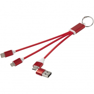 Logotrade promotional giveaway picture of: Metal 4-in-1 recycled aluminium charging cable with keychain