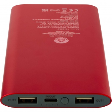 Logo trade promotional merchandise image of: Juice 8000 mAh Type-C recycled aluminium wireless power bank