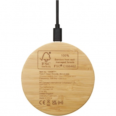 Logo trade promotional giveaways image of: Essence 15W bamboo wireless charging pad
