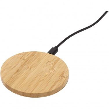 Logo trade promotional merchandise image of: Essence 15W bamboo wireless charging pad