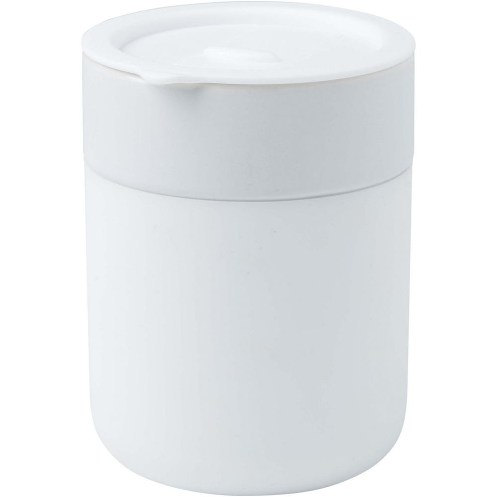 Logo trade promotional gifts image of: Java 330 ml ceramic tumbler with silicone wrap and plastic lid