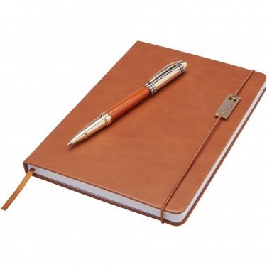 Logo trade promotional giveaways picture of: Legato A5 notebook and rollerball pen set 